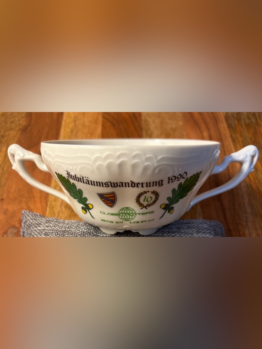 Vintage Royal Tettau Germany Commemorative Porcelain Twin Handled Bowl Cup 1990